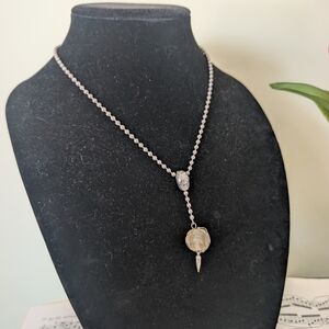 Robert Rose Silvertome Necklace with Wire Wrapped Crystal Pendant